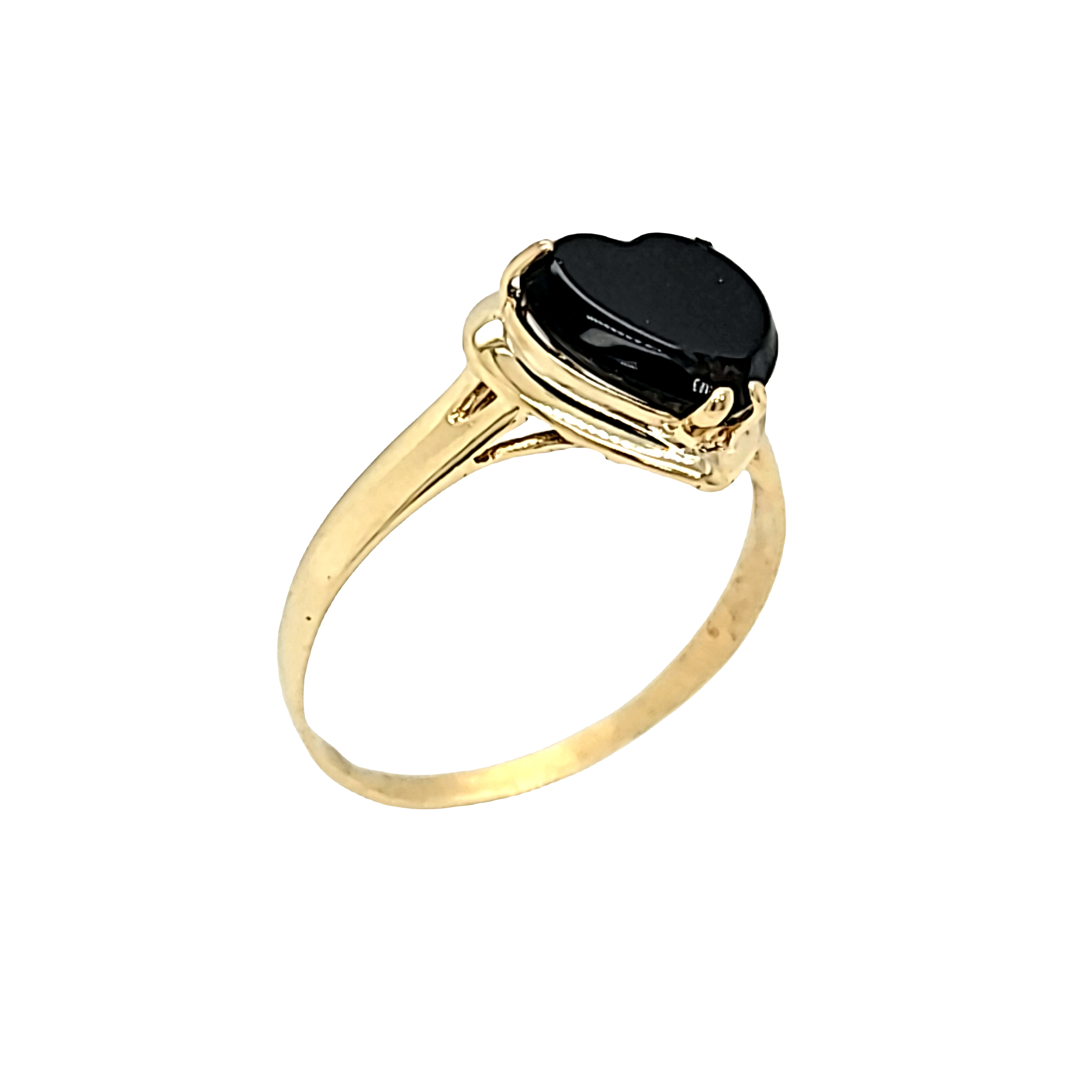 14K Yellow Gold Onyx Heart Ring 12002038  | Shin Brothers