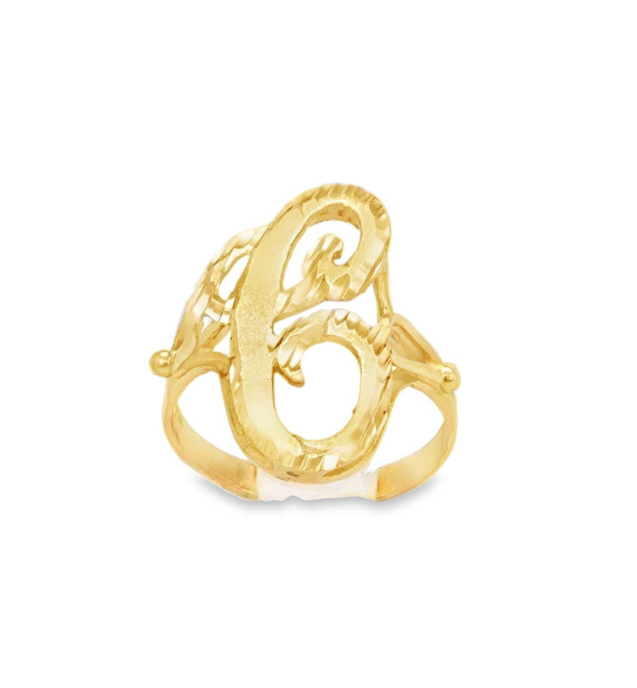 14K Yellow Gold Initial "C" Ring 10016357 By Shin Brothers*