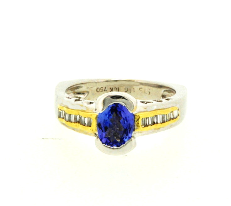 18K Two Tone Tanzanite Diamond Ring 12002044 | Shin Brothers* 18K Two Tone Tanzanite Diamond Ring 12002044 | Shin Brothers*