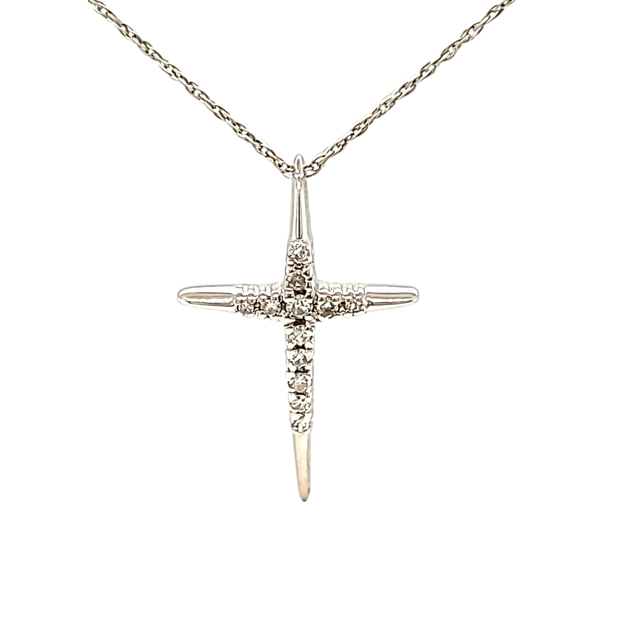 14K White Gold Diamond Cross Charm 51001503 | Shin Brothers*