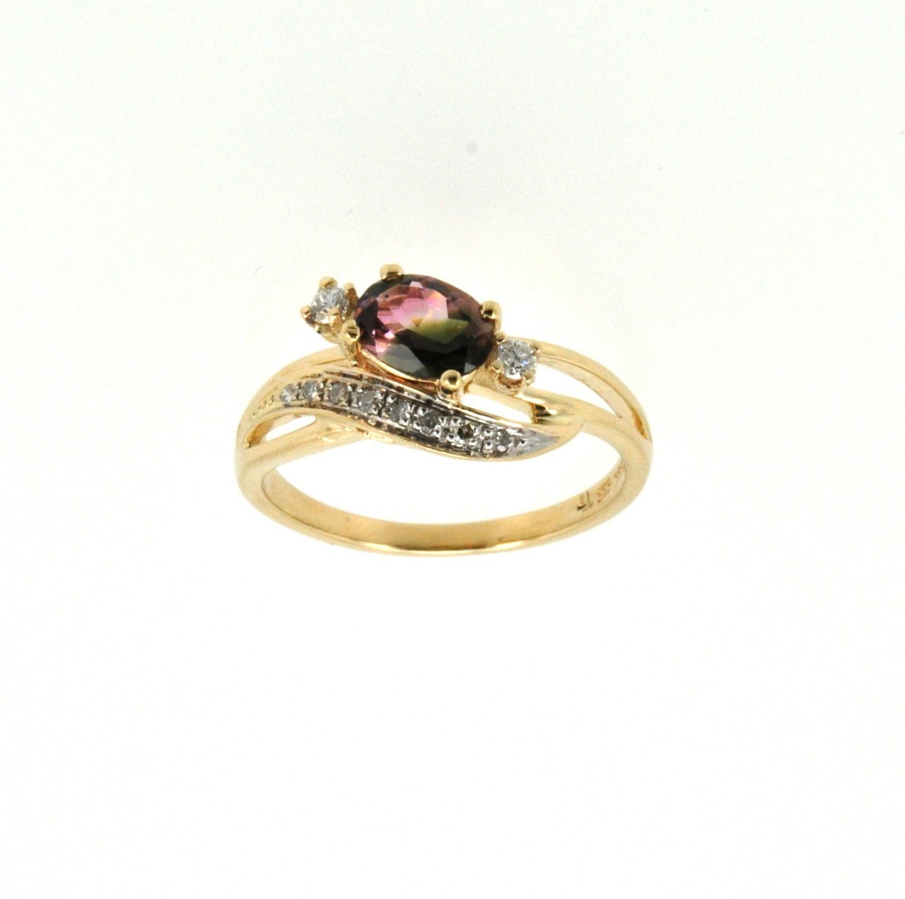14K Yellow Gold Tourmaline and Diamond Ring 12002059  | Shin Brothers* 