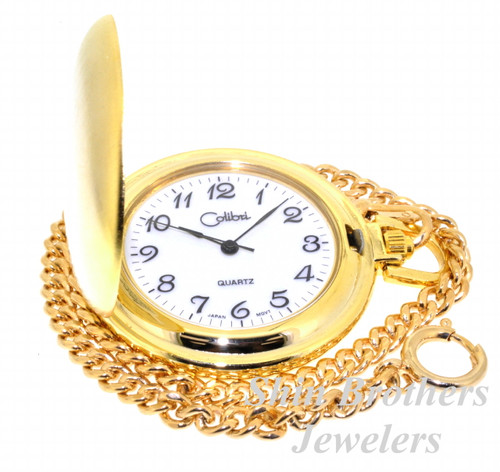 Yellow Gold Plated Colibri Stainless Steel Pocket Watch with 12