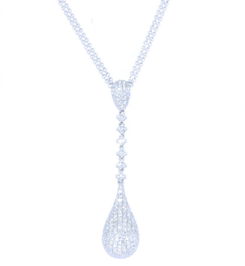 18K White Gold Double Strand 1.84 ctw Diamond Teardrop Necklace 31000258 |  Shin Brothers*