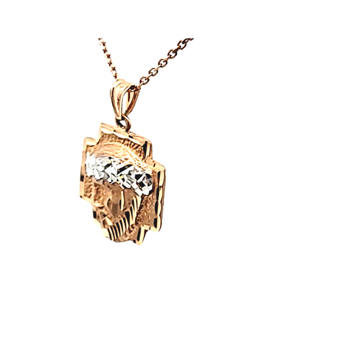 14K Two Tone Gold Diamond-Cut Christ Head Pendant 50003554