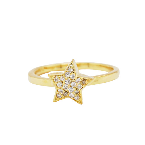 18K Yellow Gold Diamond Star Ring 11006685 | Shin Brothers*