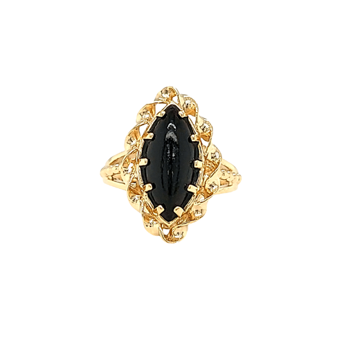 Gothic Marquise Onyx Ring in 14K and 18K Gold