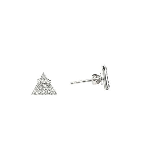 14K White Gold Diamond Triangle Stud Earrings 41002692