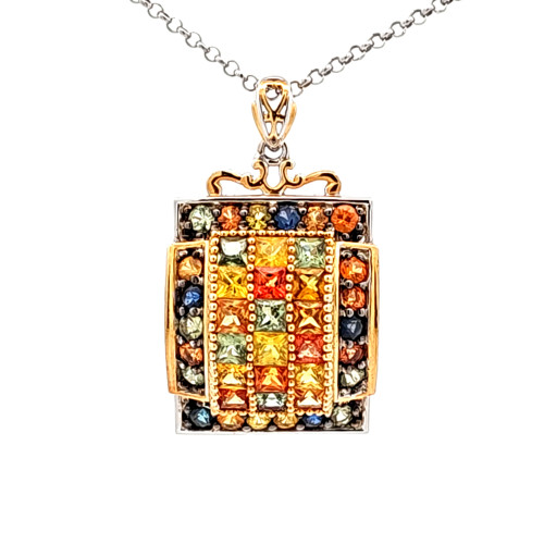 Sterling Silver Multicolor Gemstone Necklace | Shin Brothers