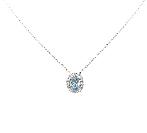 14K White Gold 1.05 ct Lab Grown Blue Diamond Necklace