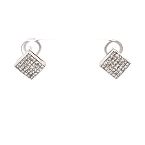 14K White Gold Princess-Cut Diamond Omega Back Earrings 41002930