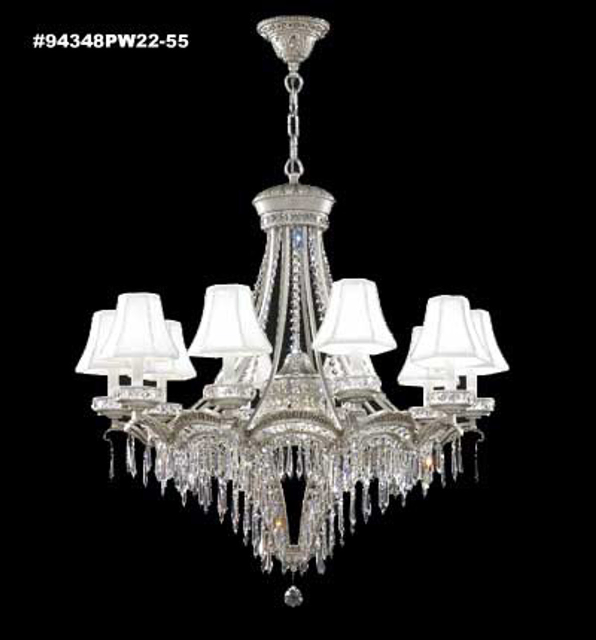 James R. Moder | 94348PW22-55 | Dynasty Cast Brass Collection | Pewter, Nickel, Silver | Nine Light Chandelier