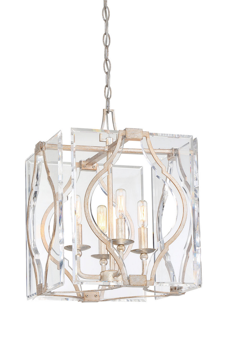 Metropolitan N7763-683 Brenton Cove Collection Gold Champ Gld Leaf Four Light Pendant
