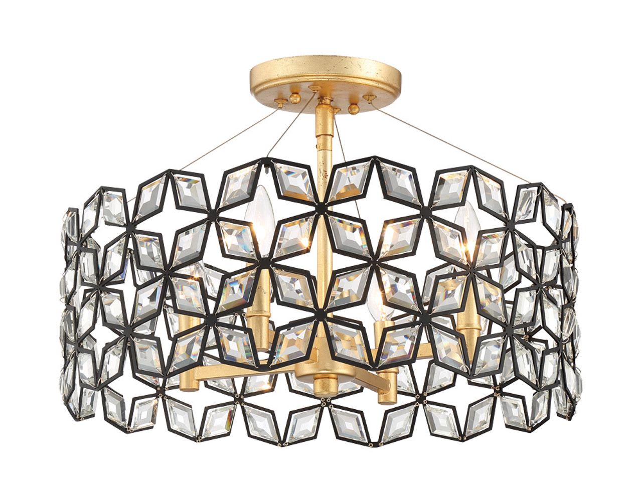 Metropolitan N7843-711 Brookcrest Collection Brass Polished Cast Four Light Semi-Flush Mount