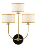 Sconces Triple Candle by Currey and Company ( 142 | 5000-0192 Croydon Brass Wall Sconce ) 