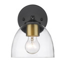 Sconces Single Glass by Golden ( 62 | 6958-1W BLK-BCB-CLR Roxie ) 