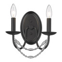 Sconces Double Candle by Golden ( 62 | 7644-2W BLK Mirabella ) 