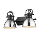 Bathroom Fixtures Two Lights by Golden ( 62 | 3602-BA2 BLK-CH Duncan ) 