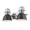 Bathroom Fixtures Two Lights by Golden ( 62 | 3602-BA2 CH-BLK Duncan ) 