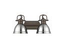 Bathroom Fixtures Two Lights by Golden ( 62 | 3602-BA2 RBZ-CH Duncan ) 