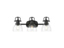 Bathroom Fixtures Three Lights by Golden ( 62 | 3602-BA3 BLK-CLR Duncan ) 