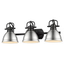 Bathroom Fixtures Three Lights by Golden ( 62 | 3602-BA3 BLK-PW Duncan ) 