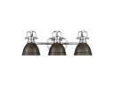 Bathroom Fixtures Three Lights by Golden ( 62 | 3602-BA3 CH-RBZ Duncan ) 