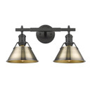 Bathroom Fixtures Two Lights by Golden ( 62 | 3306-BA2 BLK-AB Orwell ) 
