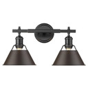 Bathroom Fixtures Two Lights by Golden ( 62 | 3306-BA2 BLK-RBZ Orwell ) 