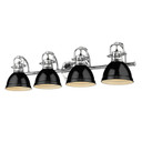 Bathroom Fixtures Four Lights by Golden ( 62 | 3602-BA4 CH-BK Duncan ) 