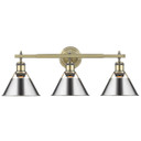 Bathroom Fixtures Three Lights by Golden ( 62 | 3306-BA3 AB-CH Orwell ) 