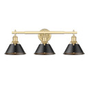 Bathroom Fixtures Three Lights by Golden ( 62 | 3306-BA3 BCB-BLK Orwell ) 