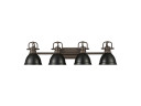 Bathroom Fixtures Four Lights by Golden ( 62 | 3602-BA4 RBZ-BLK Duncan ) 