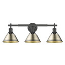 Bathroom Fixtures Three Lights by Golden ( 62 | 3306-BA3 BLK-AB Orwell ) 