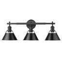 Bathroom Fixtures Three Lights by Golden ( 62 | 3306-BA3 BLK-BLK Orwell ) 
