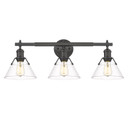 Bathroom Fixtures Three Lights by Golden ( 62 | 3306-BA3 BLK-CLR Orwell ) 