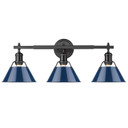 Bathroom Fixtures Three Lights by Golden ( 62 | 3306-BA3 BLK-NVY Orwell ) 