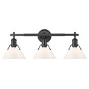 Bathroom Fixtures Three Lights by Golden ( 62 | 3306-BA3 BLK-OP Orwell ) 