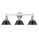 Bathroom Fixtures Three Lights by Golden ( 62 | 3306-BA3 CH-BLK Orwell ) 