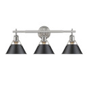Bathroom Fixtures Three Lights by Golden ( 62 | 3306-BA3 PW-BLK Orwell ) 