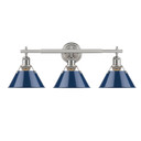 Bathroom Fixtures Three Lights by Golden ( 62 | 3306-BA3 PW-NVY Orwell ) 
