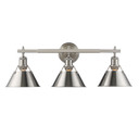 Bathroom Fixtures Three Lights by Golden ( 62 | 3306-BA3 PW-PW Orwell ) 