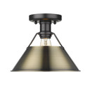 Flush Mounts Metal Shade by Golden ( 62 | 3306-FM BLK-AB Orwell ) 