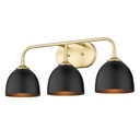 Bathroom Fixtures Three Lights by Golden ( 62 | 6956-BA3 OG-BLK Zoey ) 