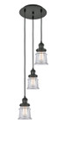 Mini Pendants 3 Light Cluster by Innovations ( 405 | 113F-3P-BK-G182S Franklin Restoration ) 