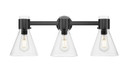 Bathroom Fixtures Three Lights by Innovations ( 405 | 464-3W-BK-G464C-7CL Downtown Urban ) 