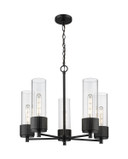 Mid. Chandeliers Glass Up by Innovations ( 405 | 428-5CR-BK-G428-12CL Downtown Urban ) 