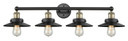 Bathroom Fixtures Four Lights by Innovations ( 405 | 616-4W-BAB-M6-BK Edison ) 