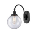 Sconces Single Glass by Innovations ( 405 | 918-1W-BK-G204-8-LED Franklin Restoration ) 