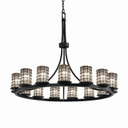 Large Chandeliers Glass Shade by Justice Designs ( 102 | WGL-8715-10-GRCB-MBLK-LED15-10500 Wire Glass ) 