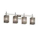 Bathroom Fixtures Four Lights by Justice Designs ( 102 | WGL-8414-15-GRCB-NCKL Wire Glass ) 